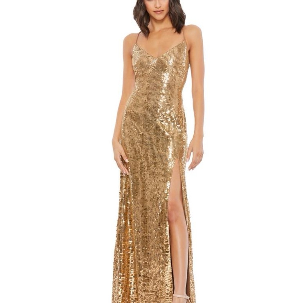 Mac Duggal NWT gold sequin dress size 6
